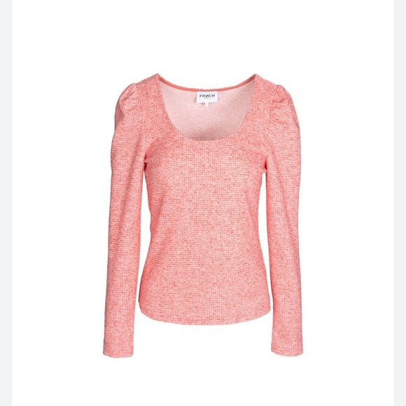 FRNCH PARIS Pink Jael Ruffle Should Crew Neck Long Sleeve Top  Women size S - Picture 4 of 16